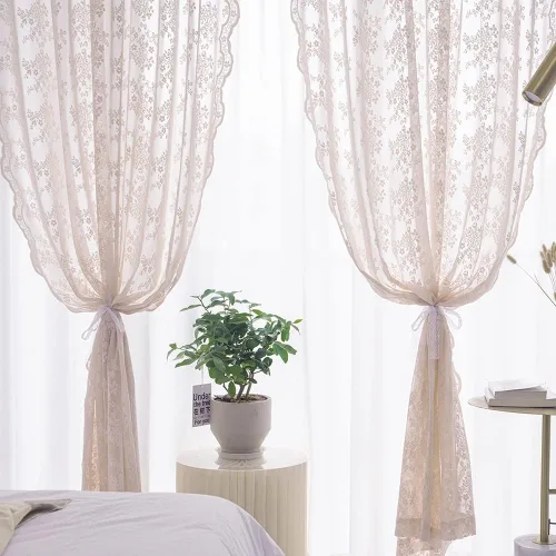 Miniatura 51 de YJ YANJUN Cortinas traslúcidas negras de 54 pulgadas de largo, panel de cortina de encaje gótico victoriano para cocina, cortinas cortas de Negro