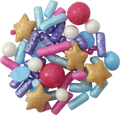 Miniatura 5 de DECOPAC Sweet Tooth Deluxe Fusion Mix, 26 onzas, chispas de caramelo en recipiente de mano, gránulos comestibles para pasteles de celebración