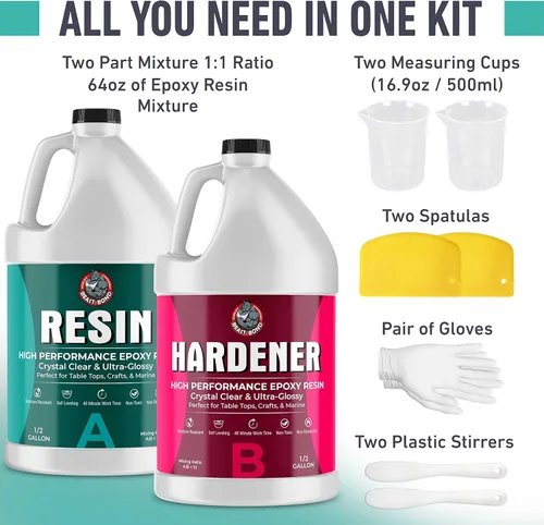 Miniatura 6 de Beast Bond Resina epoxi – Kit ultra brillante de 1 galón, transparente, autonivelante, resistente a los rayos UV y a los impactos para arte, joyas