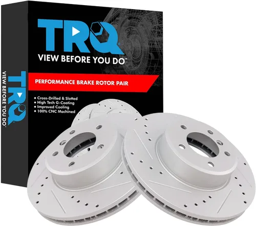 Miniatura 256 de TRQ Juego de rotores de freno de rendimiento trasero con revestimiento G premium compatible con Mazda 6 2014-2021