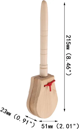 Miniatura 4 de Castañuela de madera con mango para percusión musical, instrumentos musicales, paquete de 2 8.46 x 2.01 x 0.91 pulgadas (largo x ancho x alto)