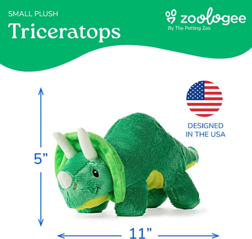 Miniatura 6 de The Petting Zoo ZOOLOGEE - Peluche de dinosaurio de bebé Triceratops de 11 pulgadas