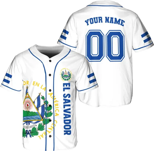 Miniatura 11 de Parvii Camiseta de béisbol personalizada de El Salvador Orgulloso, camiseta de El Salvador, camiseta de El Salvador, Jersey de El Salvador