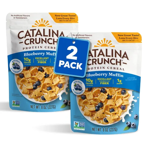 Miniatura 7 de Catalina Crunch Protein Cereal – Cereal para el desayuno con 0.35 onzas de proteína, sin azúcar añadido, sin gluten, magdalenas de arándanos, bolsa