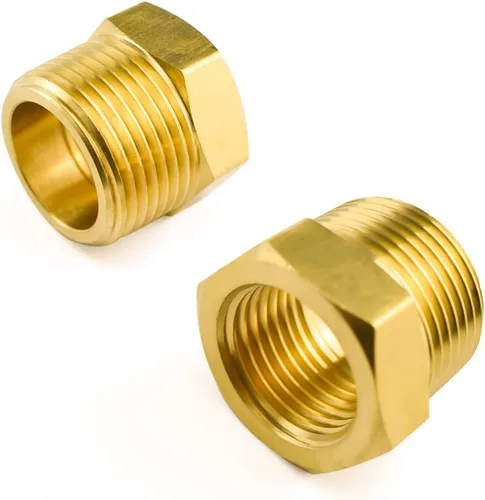 Miniatura 8 de SDTC Tech Paquete de 2 adaptadores reductores de buje de latón rosca macho NPT de 3/4 pulgadas a accesorios de tubería de rosca hembra NPT de 1/2