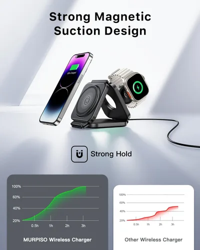Miniatura 3 de Estación de carga inalámbrica magnética plegable 3 en 1 para dispositivos Apple, organizador de viaje y escritorio compatible con iPhone 17-12
