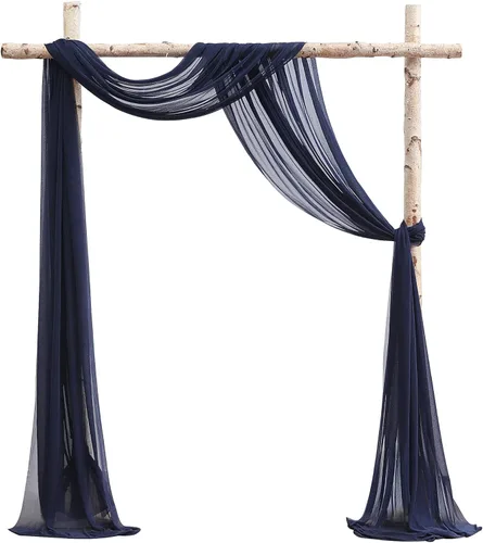 Floroom Tela para Drapeado de Arco de Boda 2 Paneles 20 Pies Tela de Gasa Azul Marino Cortinas Drapeado Cenador Drapería Ceremonia de Boda Recepción