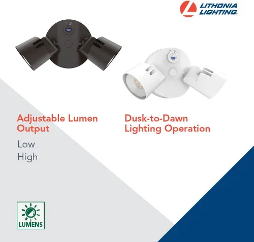 Miniatura 3 de Lithonia Lighting HomeGuard - 2 luces LED de inundación para exteriores, luces LED para exteriores, sensor de atardecer a amanecer, lúmenes Blanco
