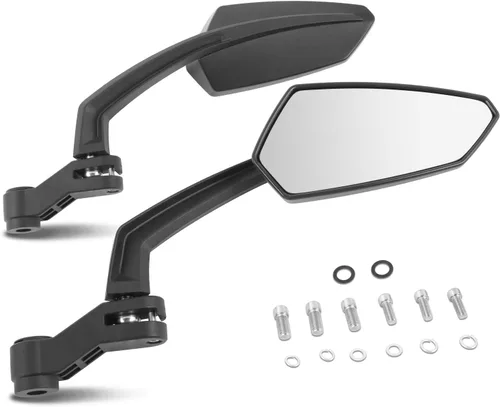 Miniatura 9 de DNA MOTORING Par de espejos retrovisores laterales para motocicleta, vidrio blanco, compatible con BMW Honda Suzuki Yamaha Kawasaki motocicleta