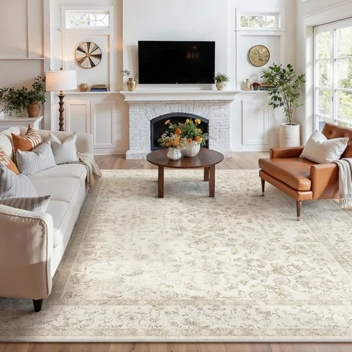 Miniatura 29 de PureCozy Alfombra de área beige de 2 x 3 pulgadas, lavable, vintage, pequeña, para entrada, cocina, suave, retro, floral, de pelo bajo, tapete