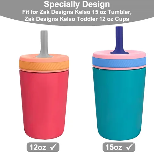 Miniatura 2 de XANGNIER Pajitas de repuesto y válvula de mordida compatible con botella de agua Zak Designs Kelso de 15 onzas, 4 popotes de silicona reutilizables