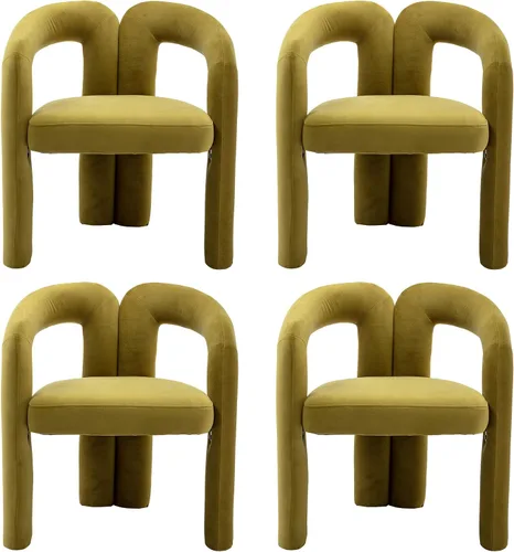 Miniatura 12 de Modernas sillas de comedor de terciopelo tapizadas, con respaldo curvado, cómoda silla auxiliar para cocina, comedor, sala de estar