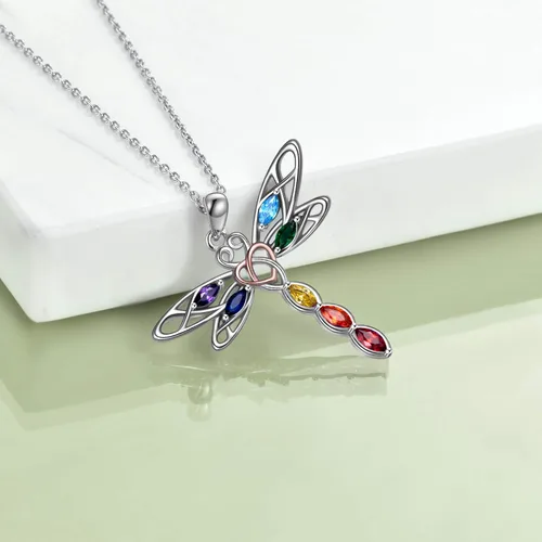 Miniatura 5 de POPLYKE Collar de libélula, regalo para mujer, plata de ley, colgante de libélula celta, joyería irlandesa para niñas