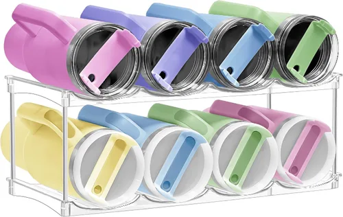 Miniatura 9 de Organizador apilable de botellas de agua para gabinete, organizador de vasos de acrílico, estante de almacenamiento para Stanley de 40 onzas