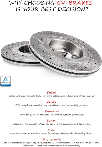 Miniatura 6 de Ranuras de perforación GT Sport Rotores de disco de freno compatibles con MERCEDES-BENZ CLASE A W168 1999 2000 2001 2002 2003 2004 190 - 1446GV
