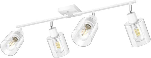 Miniatura 14 de Accesorios de iluminación de riel de techo para cocina, luces de pared negras de 2 luces, iluminación LED moderna con pantalla de vidrio, cabezal