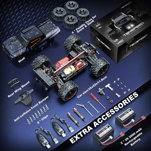 Miniatura 6 de Autos RC a escala 1:14 para adultos, Truggy RC de alta velocidad de 60 KPH, camión de control remoto todoterreno 4 x 4, automóvil eléctrico