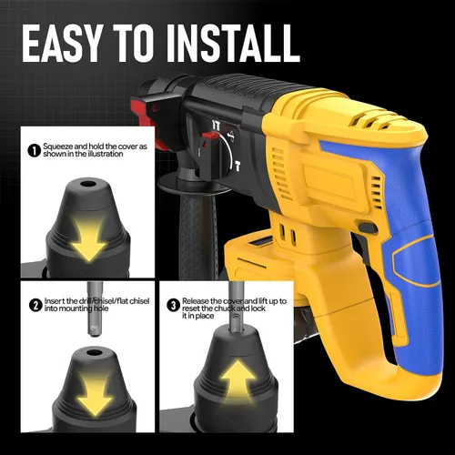 Miniatura 7 de SDS - Martillo giratorio inalámbrico compatible con batería Dewalt de 20 V, sin escobillas, taladro giratorio SDS para hormigón, mampostería