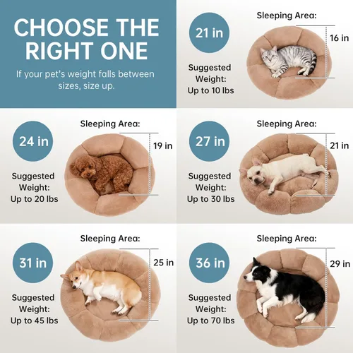 Miniatura 7 de OhGeni Cama calmante para perros y gatos de 20 pulgadas en forma de dona para mascotas pequeñas, cálida y cómoda, esponjosa, duradera, lavable a