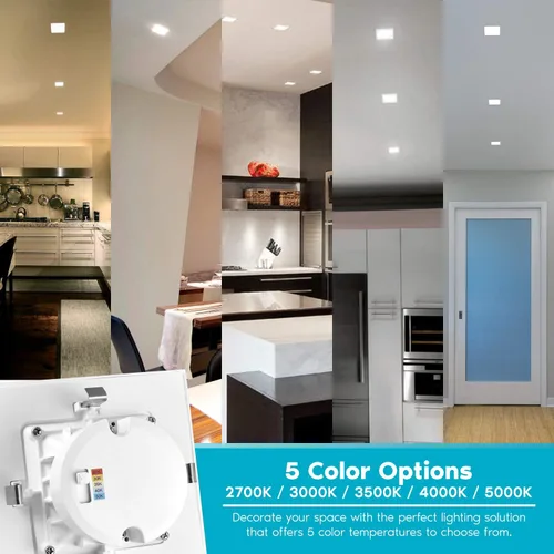 Miniatura 2 de LUXRITE Luces LED empotrables cuadradas de 4 pulgadas, temperatura de color CCT seleccionable 2700K 3000K 3500K 4000K 5000K, luces