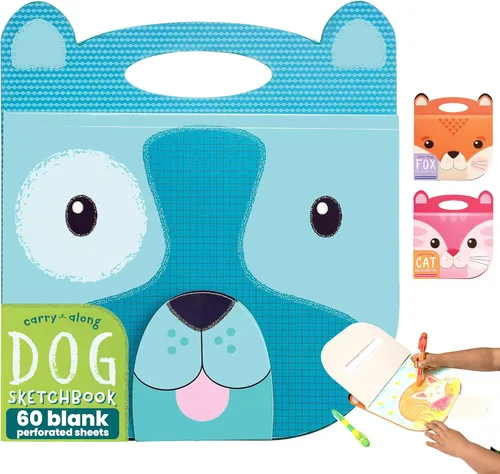 Miniatura 8 de OOLY Cuaderno de bocetos portátil para niños, 60 páginas, 9 x 7 pulgadas, cuaderno de bocetos portátil, bloc de dibujo para viajes - Zorro Fox
