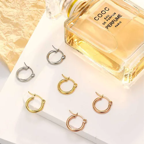Miniatura 6 de Jstyle 3-4pares de aretes argollas de acero inoxidable, aro de 10mm-50mm para mujer