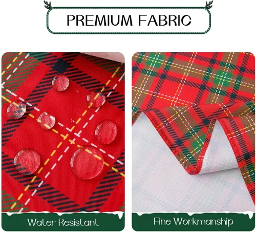 Miniatura 3 de Romanstile - Mantel rectangular rojo de cuadros navideño - 60 x 84 pulgadas - Funda de mesa a cuadros resistente a las manchas de agua, manteles