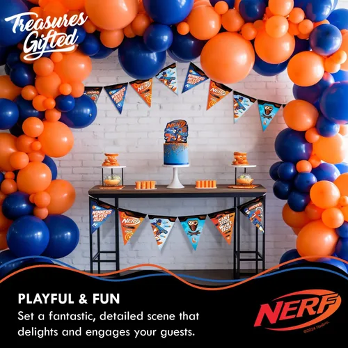 Miniatura 7 de Treasures Gifted Suministros para fiestas Nerf con licencia oficial – Sirve a 16 invitados – Juego clásico de vajilla – Decoraciones de fiesta