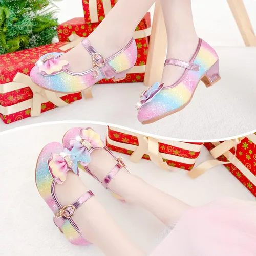 Miniatura 6 de Walofou Zapatos de vestir para niñas de flores, zapatos de tacón para fiesta de boda, zapatos planos de princesa Mary Jane para niños pequeños