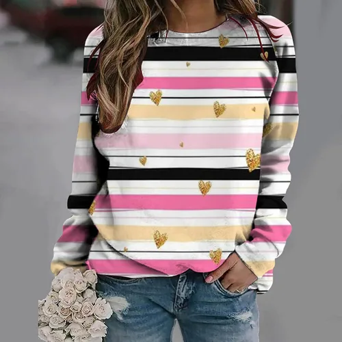 Miniatura 31 de Sudadera de manga larga con estampado de leopardo y corazón para mujer, para el día de San Valentín, sin botones, para niñas, regalos