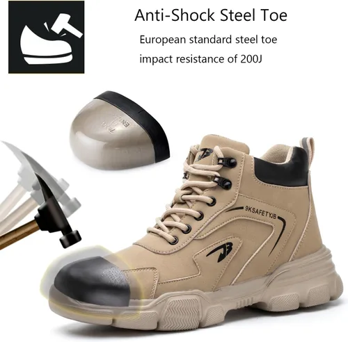 Miniatura 3 de PJZHJ Botas de punta de acero impermeables para hombres, Botas de trabajo de seguridad, Botas de punta de acero ligeras, Botas de construcción