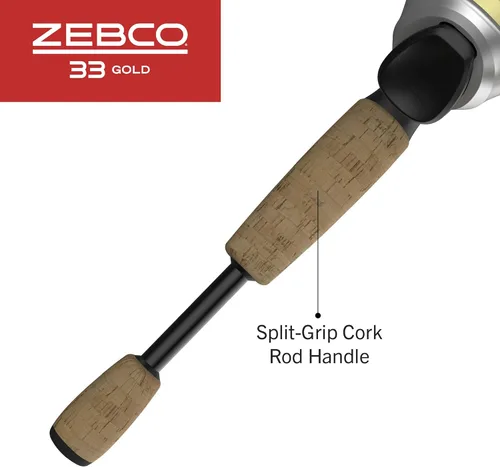 Miniatura 6 de Zebco Combo de 33 carretes Spincast y caña de pescar de 2 piezas, caña de fibra de vidrio con cómodo mango de corcho de agarre dividido, carrete