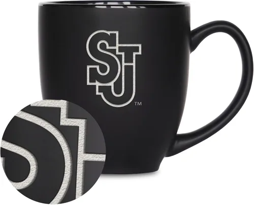 Miniatura 104 de Rico Industries - Taza de cerámica mate negra con grabado láser estándar de 15oz para NCAA (escuelas T & U) - Para bebidas calientes o frías