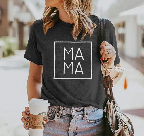 Miniatura 2 de Camiseta de manga corta con estampado de letras de mamá para mujer, camisetas gráficas casuales para el día de la madre, regalo