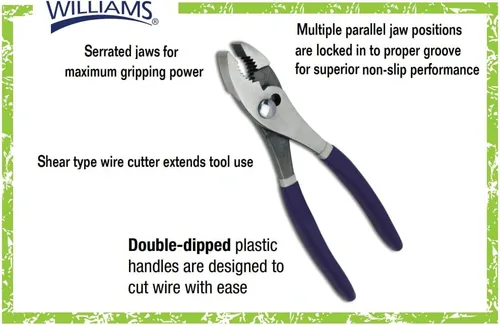 Miniatura 2 de Williams PL-10C - Alicates combinados de juntas deslizantes de 10 pulgadas