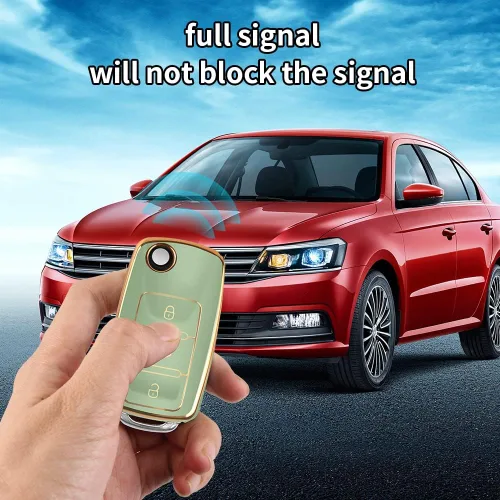 Miniatura 5 de MILD EAST - Funda para llavero de coche VW con llavero, carcasa suave de TPU para llave de coche Volkswagen Beetle GTI Jetta Passat Tiguan (verde)