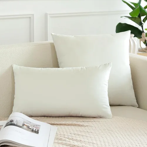 Miniatura 3 de OTOSTAR Paquete de 2 fundas de almohada decorativas de terciopelo suave, fundas de cojín cuadradas sólidas para decoración del hogar, fundas