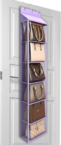 Miniatura 14 de Lirex Organizador de bolso para colgar sobre la puerta y estante para el armario, organizador de almacenamiento de bolsos con colgador para bolsos.