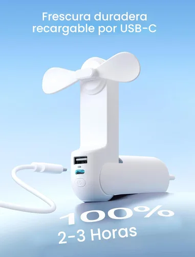 Miniatura 8 de JISULIFE Mini ventilador de mano, ventilador de mano 3 en 1, ventilador de bolsillo pequeño recargable por USB, ventilador de batería