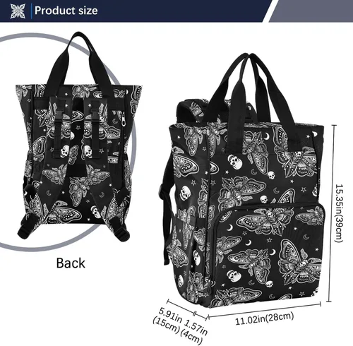 Miniatura 3 de MNSRUU Bolsa de pañales Cráneo Bolsa de pañales Mochila Bolsa de pañales de viaje para bebé Bolsas cambiantes de bebé grande, Calavera 96, Mochilas