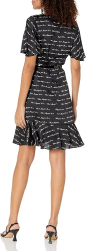 Miniatura 2 de Karl Lagerfeld Paris Women's Script Logo Short Sleeve, Soft Dresses with Wrap Detail and Classic Belt