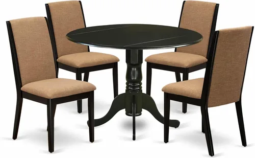 Miniatura 24 de East West Furniture DLLA3-ABK-47 - Juego de mesa de comedor de 3 piezas que contiene una mesa de cocina redonda con gotas y 2 sillas de comedor