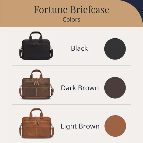 Miniatura 7 de Luxorro Maletín de cuero de grano completo para hombre, bolsa para laptop con compartimento de cuero para computadora Negro