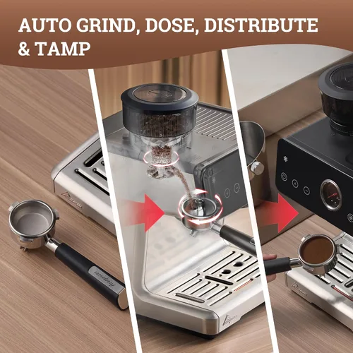 Miniatura 2 de Máquina de espresso con distribución automática y tazón con molinillo, cafetera barista con cold brew, espumador de leche para latte, máquina