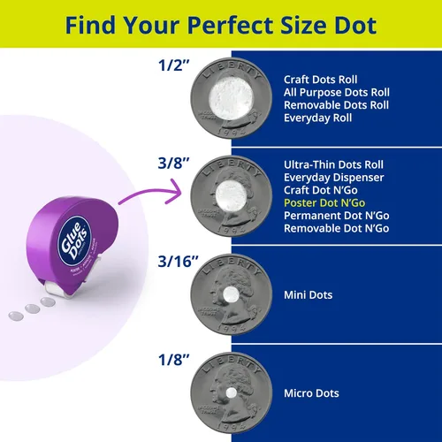 Miniatura 5 de Glue Dots Dispensador desechable de puntos adhesivo para póster de 0.375" - 200 puntos transparentes
