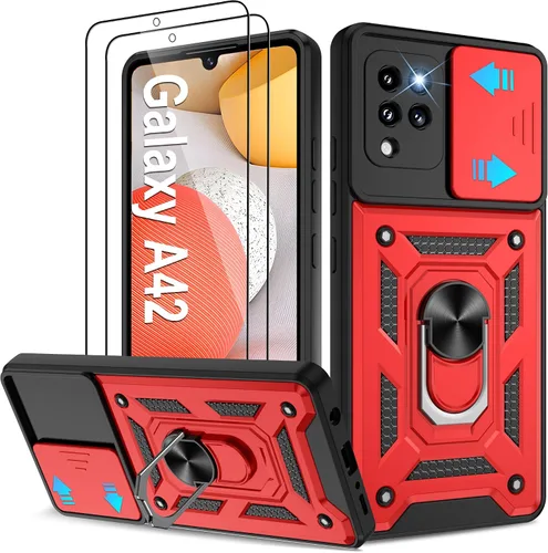 Miniatura 103 de ATUMP Funda para T-Mobile Revvl V Plus 5G con protector de pantalla HD con cubierta de cámara deslizante, soporte de anillo de rotación de 360° Negro