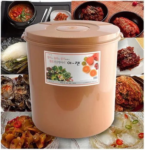 Miniatura 6 de e-jen Contenedor de fermentación probiótica premium Kimchi con tapa interior de vacío redondo (2.1 gal/ 8L)