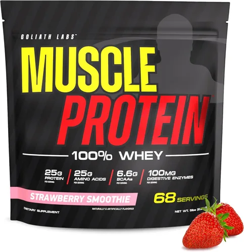COLOSSAL LABS Muscle Protein - Polvo de suero de leche [5 libras/paquete de 1] – Filtrado en frío, 0.88 oz de proteína pura, 0.18 oz de BCAA (el