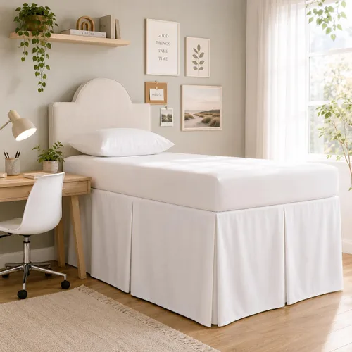 Miniatura 9 de Cottingon Falda de cama plisada con esquinas divididas, 100% microfibra suave, brillante y lujosa, caída a medida de fácil ajuste, tamaño individual