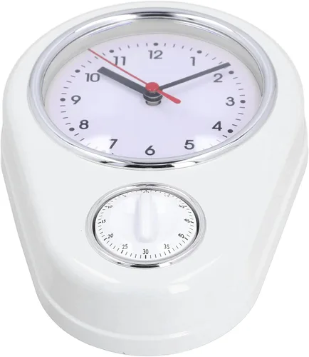Tyenaza Reloj de pared retro con temporizador de cocina de 9 pulgadas, multifuncional, innovador reloj de cuarzo de operación silenciosa para el
